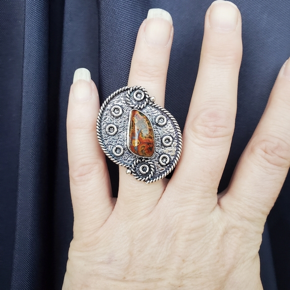 New Seam Agate 925 Silver Ring. - Picture 8 of 16